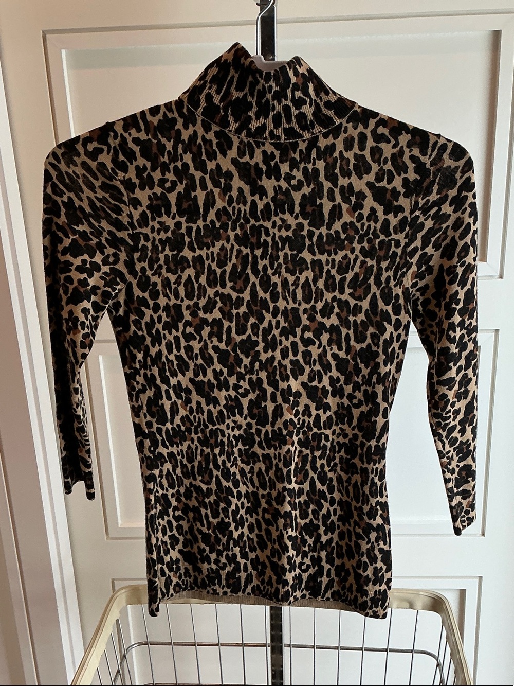 Tory Burch Leopard Print Long Sleeve Turtleneck Dress - Tan/Black